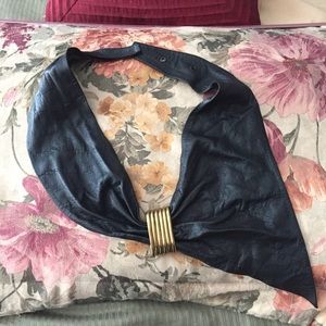 HANDCRAFTED BLACK SOFT LEATHER/BRONCE BELT.